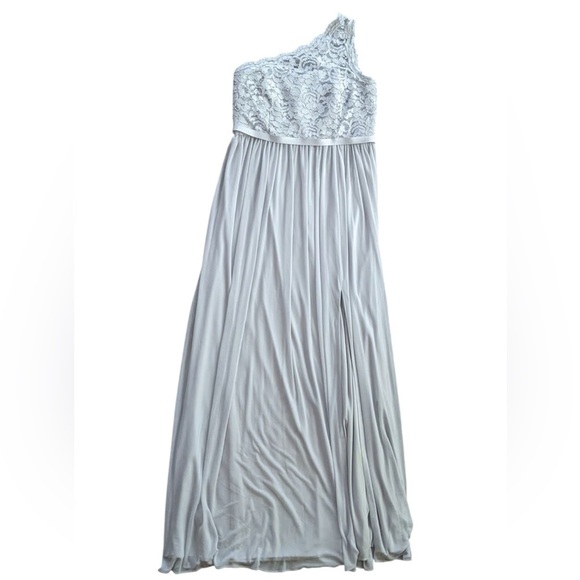 David’s Bridal gray lace, one-shoulder gown - Picture 2 of 2